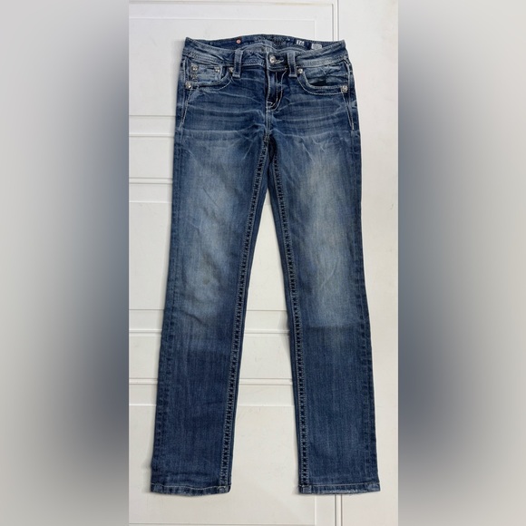Miss Me Other - Miss Me Girls Size 16 Blue Dark Wash Skinny Jeans Embellished Bling Y2K